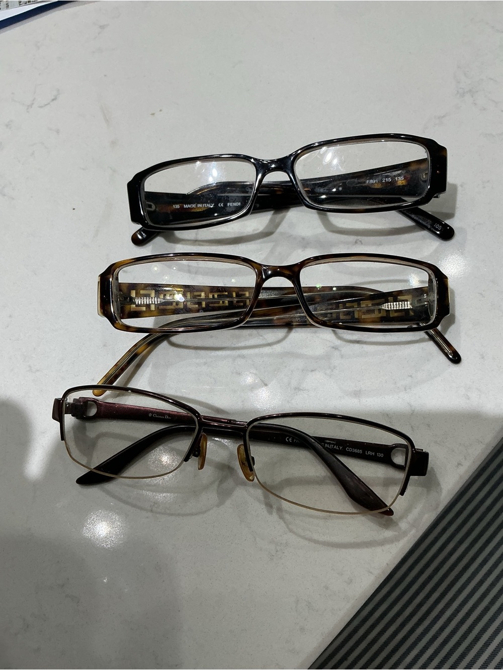 TWO FENDI  ONE DIOR   Bundle unisex Glasses with Subtle Tortoiseshell